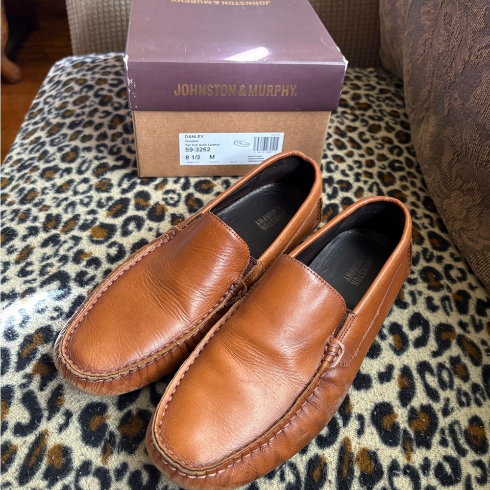 Johnston & Murphy Danley Venetian Loafers Tan Leather 8.5